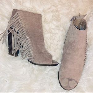 Rampage Lauryn Fringe open toe bootie
